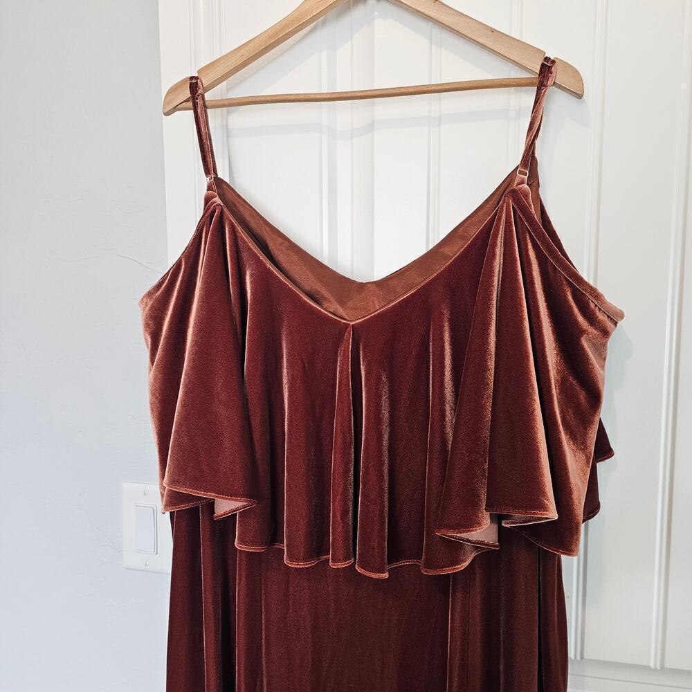Revelry Riley Convertible Velvet Dress Womens 28 4X Brown Maxi Evening Wedding - Picture 7 of 11